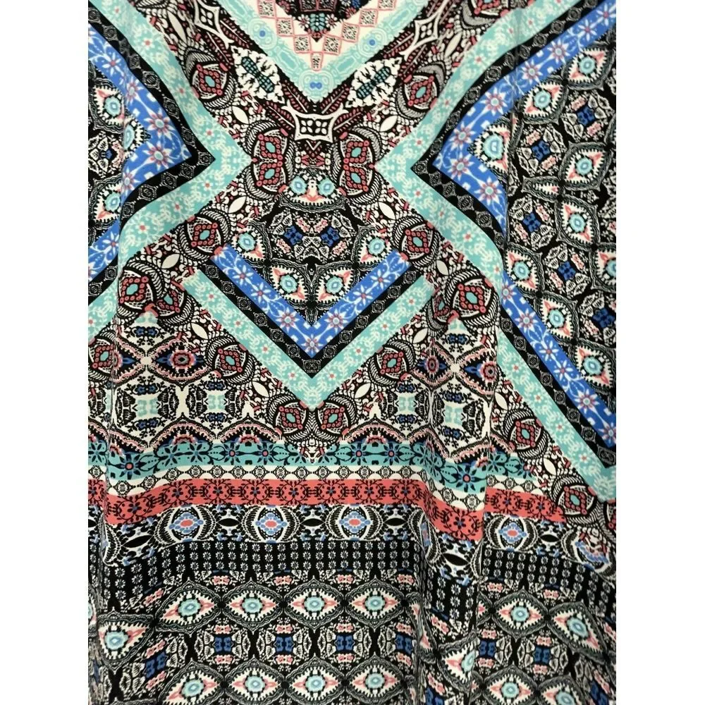 Be Chetta B Dress 16 Black Coral Stretch Knee Boho Mandala‎ Geometric New - Picture 3 of 10